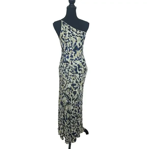 Shona Joy Abstract Chiffon Gown SIZE 4 One Shoulder Dress Formal Designer $480 - Picture 7 of 13